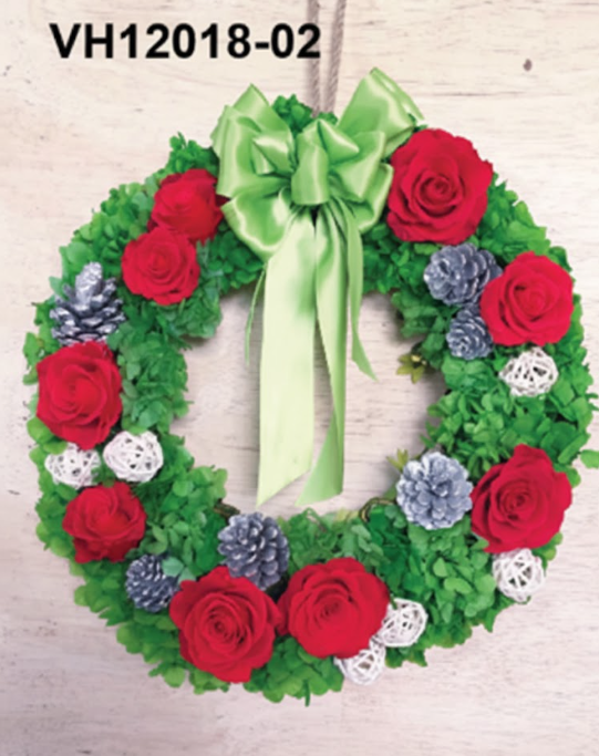 Couronne Festive Élégance Rouge & Vert – VH12018-02