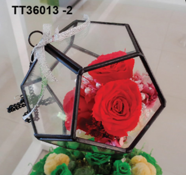 Cube Géométrique de Roses Rouges – TT36013-2