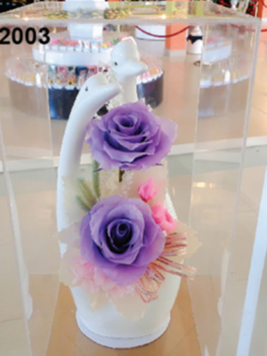 156 Vase Cygnes & Roses Mauves – TT12003