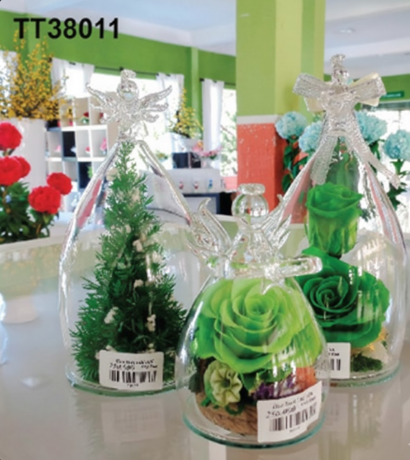 Cloche Trio Angel & Roses Vertes – TT38011