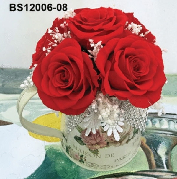 62 Roses Rouges en Tasse Vintage – BS12006-08