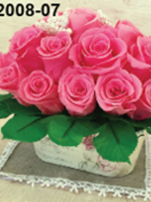 Panier Bouquet Roses Rose – BS12008-07