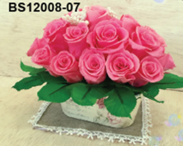 Panier Bouquet Roses Rose – BS12008-07