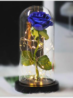 1 Rose Éternelle Bleue Sous Cloche