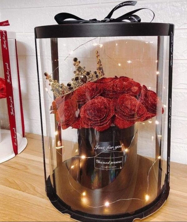 Couronne Royale de Roses Rouges Lumineuses