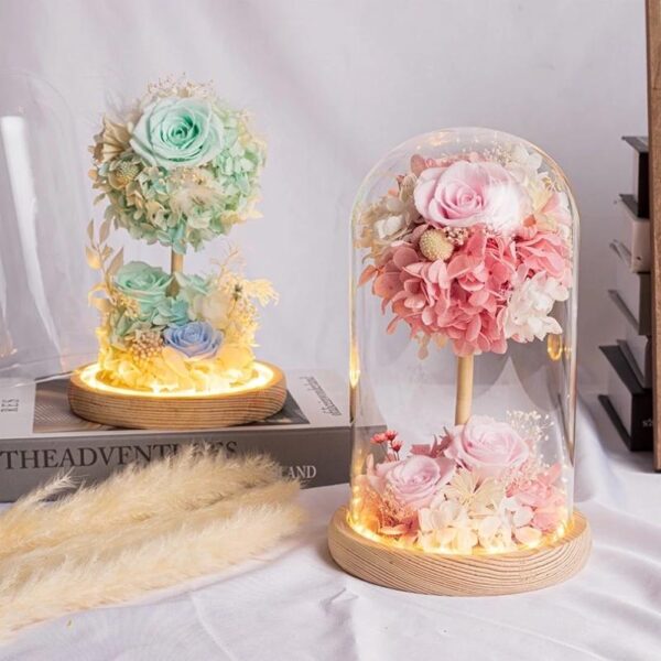 21 Arbre Floral Pastel Lumineux Sous Cloche