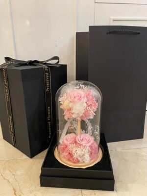 Cloche Florale Double Rose Éternelle