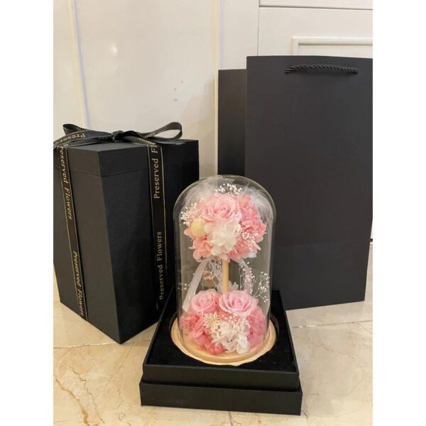 25 Cloche Florale Double Rose Éternelle