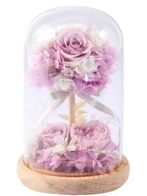 Florale Rose Poudré Sous Cloche Élégante