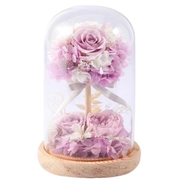 Florale Rose Poudré Sous Cloche Élégante