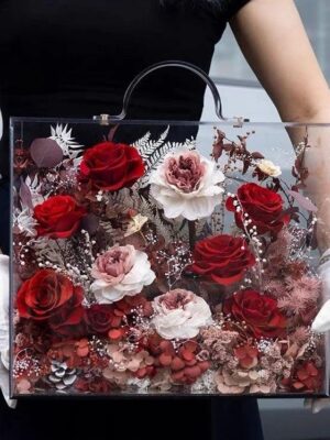 40 Coffret Floral Prestige Rouge & Ivoire
