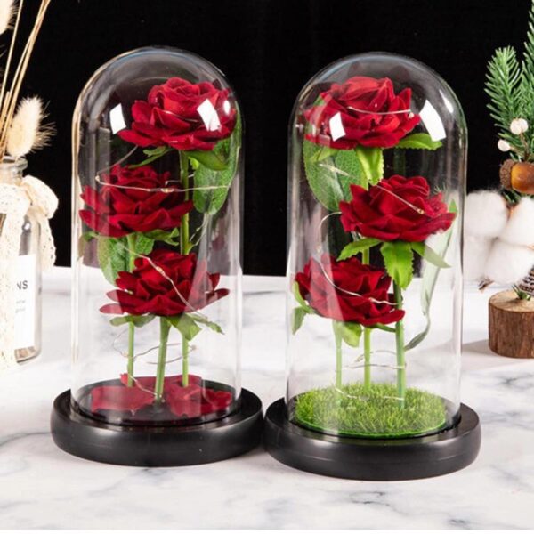 Cloche Florale Roses Rouges Intemporelles