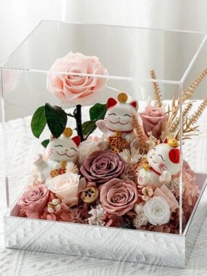 Coffret Floral Porte-Bonheur Rose