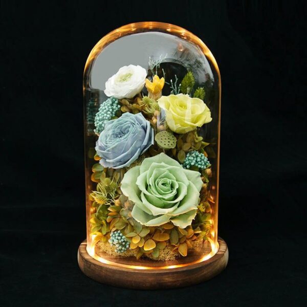 Florale Lumineuse Multicolore Sous Cloche