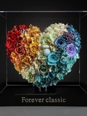 Cœur Floral Éternel Multicolore Sous Coffret