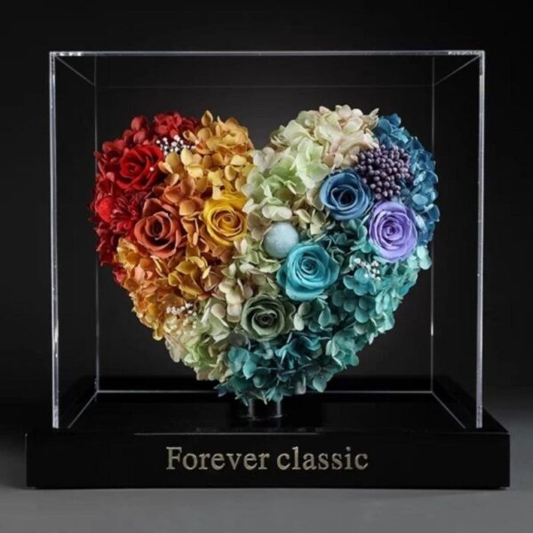 Cœur Floral Éternel Multicolore Sous Coffret