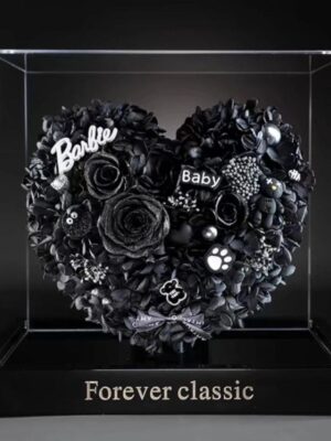 Coffret Floral Cœur Noir Éternel