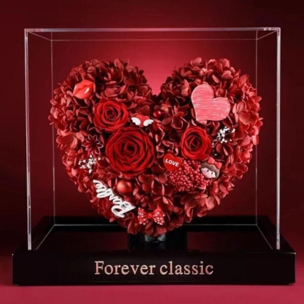 Cœur Floral Éternel Rouge Passion