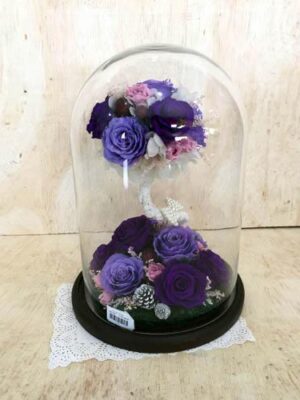 Arbre Floral Violet Éternel Sous Cloche