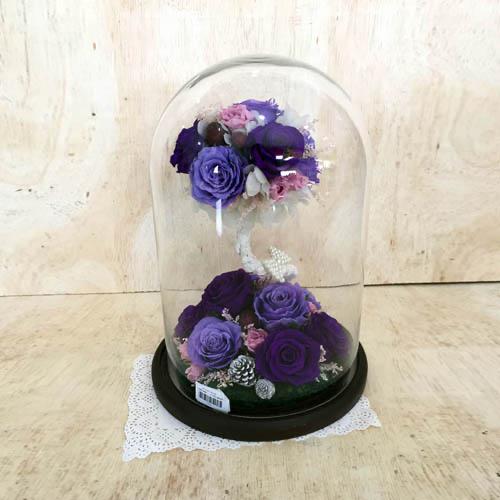 8 Arbre Floral Violet Éternel Sous Cloche